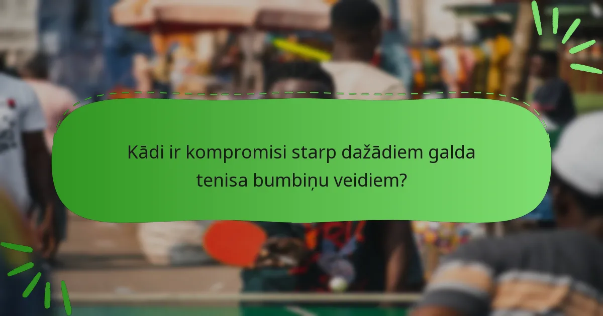 Kādi ir kompromisi starp dažādiem galda tenisa bumbiņu veidiem?