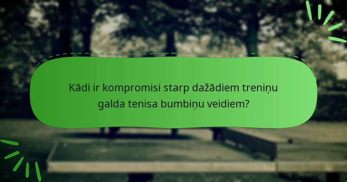 Kādi ir kompromisi starp dažādiem treniņu galda tenisa bumbiņu veidiem?
