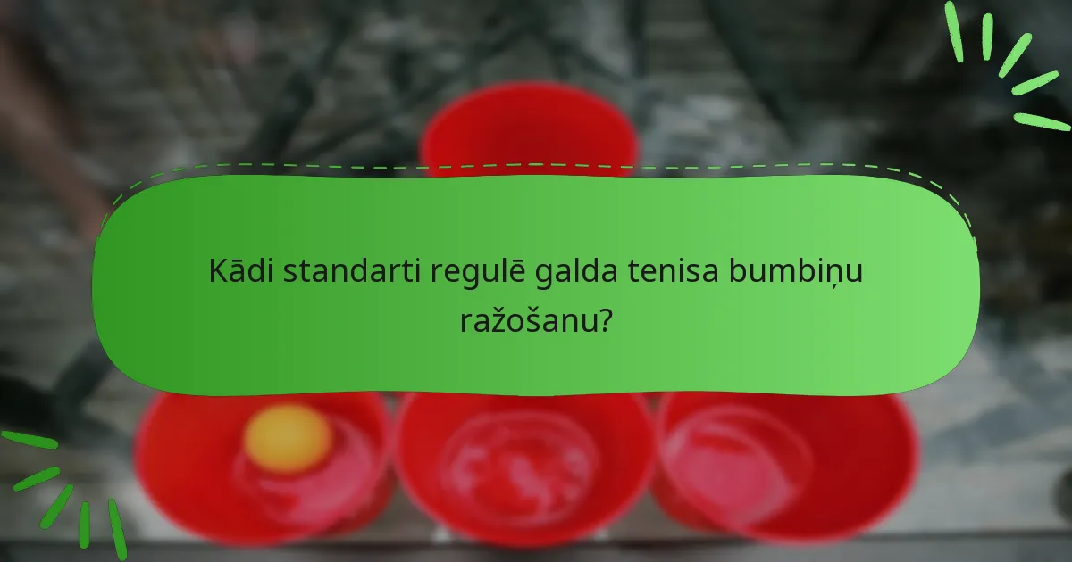 Kādi standarti regulē galda tenisa bumbiņu ražošanu?