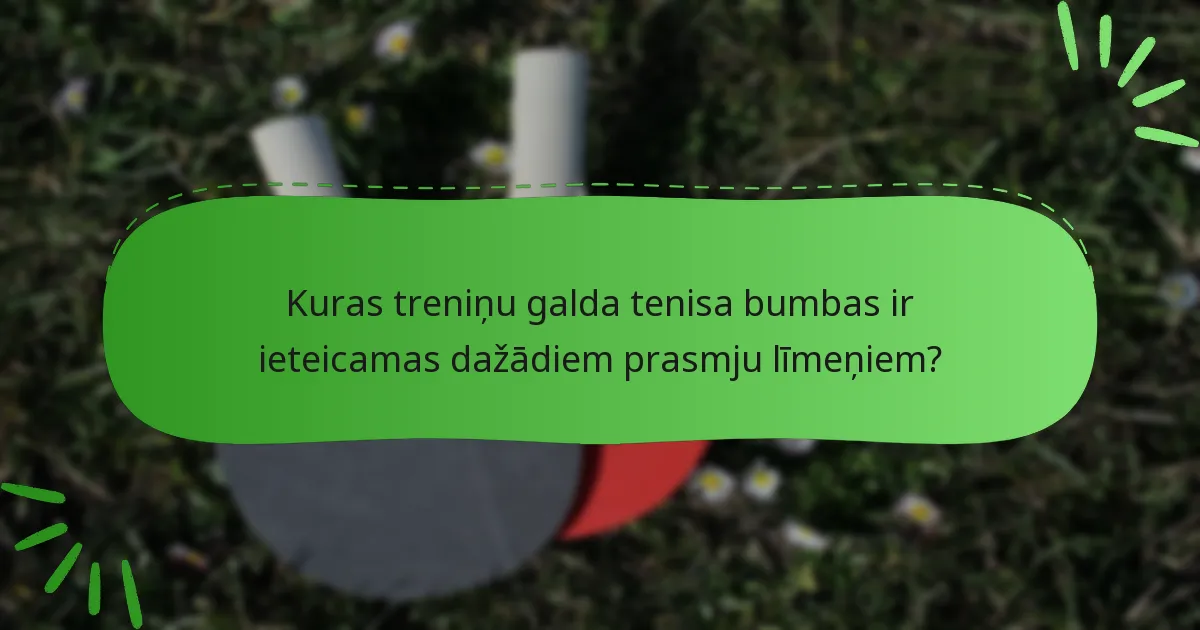 Kuras treniņu galda tenisa bumbas ir ieteicamas dažādiem prasmju līmeņiem?