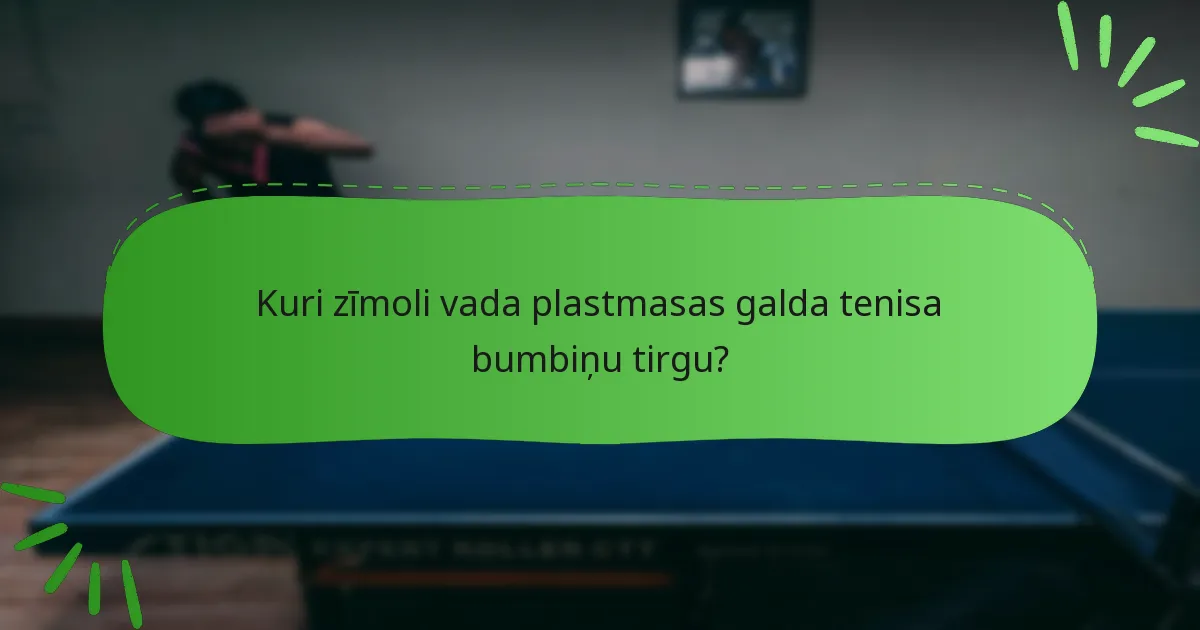 Kuri zīmoli vada plastmasas galda tenisa bumbiņu tirgu?